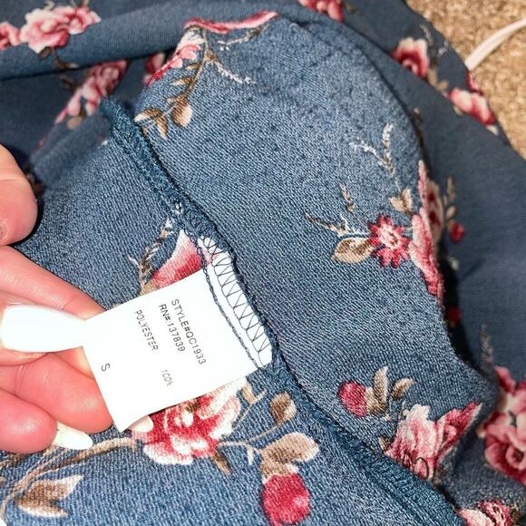 Dreamers maxi dress Navy blue floral print tie chest SZ SM V-neck top beach - Picture 7 of 10